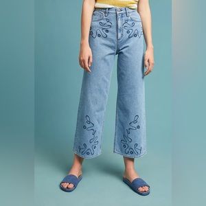 M.i.h Caron High-Rise Embroidered Wide-Leg Jeans